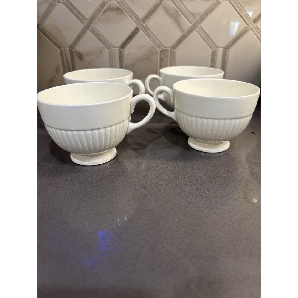 Vtg Set of 4 Wedgwood England Edme Etruria & Barlaston Cream Footed Coffee Cups